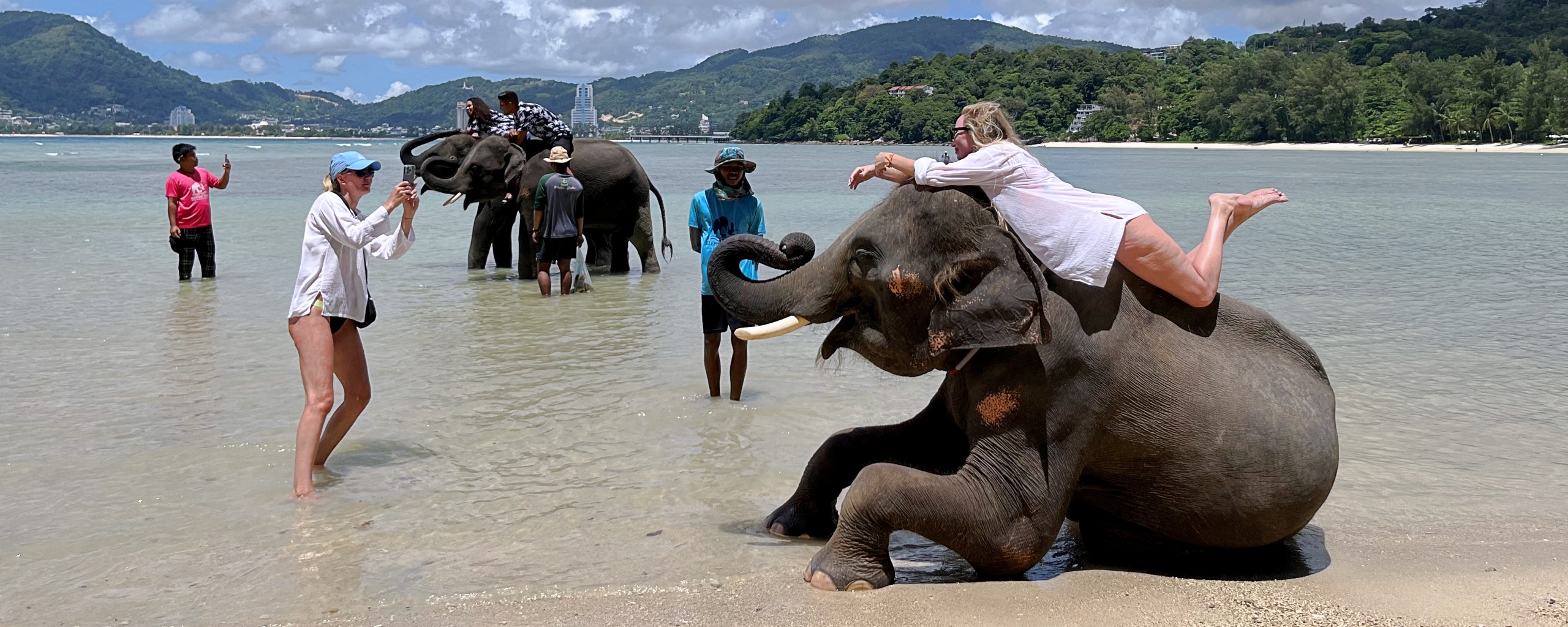 象と水遊び　エレファントスイム